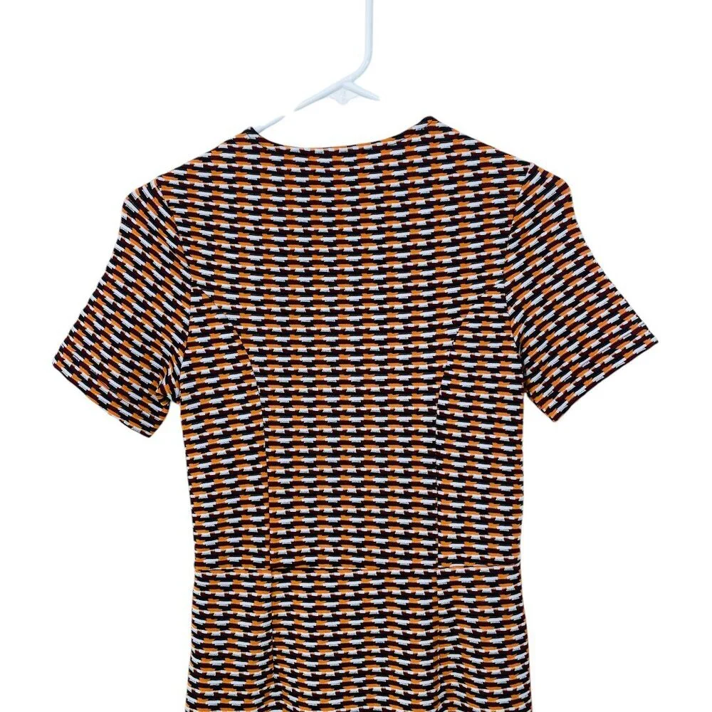 Opening Ceremony‎ Lotus Check Stretch Flounce-Hem Dress Size Small Orange Multi
